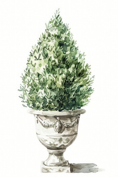 Elegant watercolor potted plant