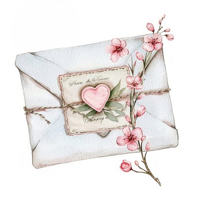 Romantic vintage floral envelope