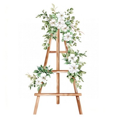 Elegant floral wooden easel illustration