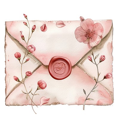 Vintage floral envelope illustration