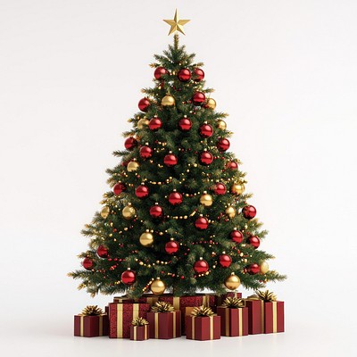 Festive decorated Christmas tree gifts