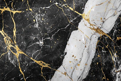 Top table marble texture background black gold.