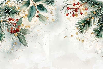 Winter watercolor background leaves leaf christmas.