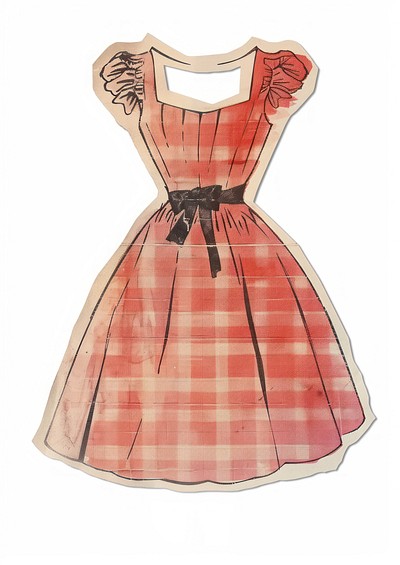 Vintage plaid dress illustration