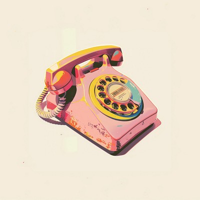 Vintage colorful rotary dial telephone