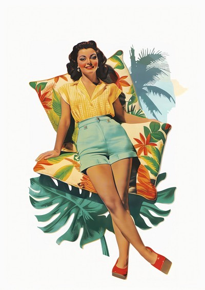 Vintage tropical pin-up girl