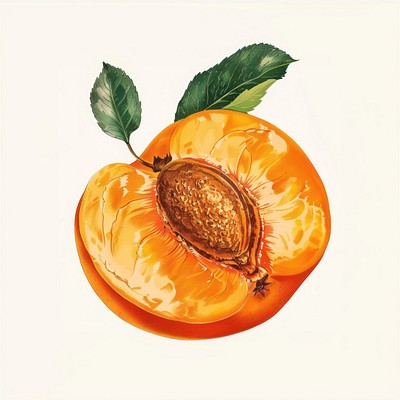 Vibrant apricot illustration with leaves