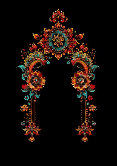 Intricate floral arch design illustration