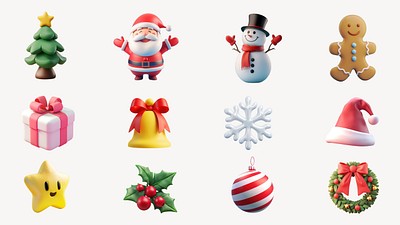 3D christmas design element set