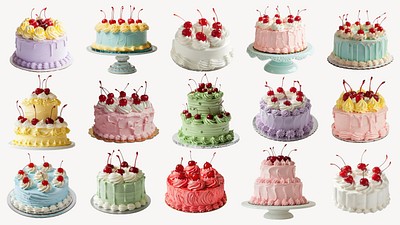 Vintage cake design element set