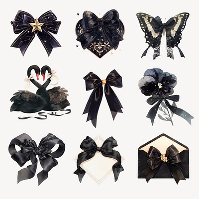 Gothic coquette decorative item design element set