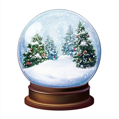 Festive winter snow globe scene