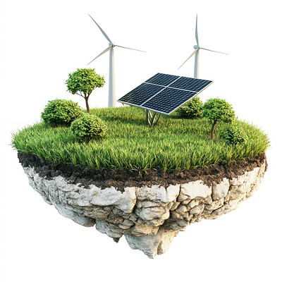 Floating island solar panel lawn solar panels outdoors.