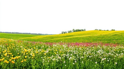 Hilly spring fields countryside vegetation grassland.