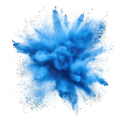 Vibrant blue powder explosion