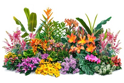 Vibrant tropical flower garden