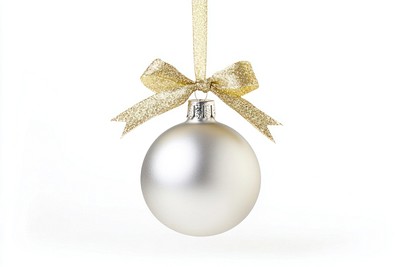 Silver Christmas ball christmas hanging ribbon.