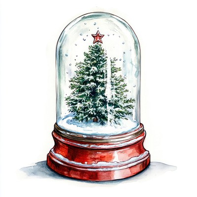 Christmas tree globe glass snow.