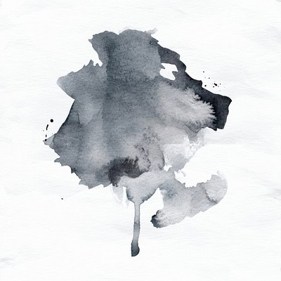 Abstract grayscale watercolor inkblot