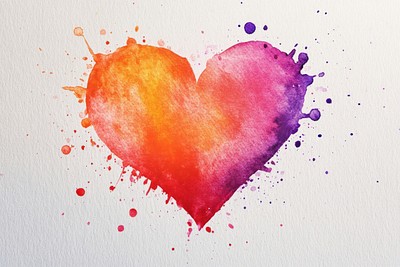 Vibrant watercolor heart splash