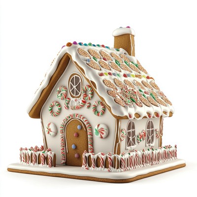 3d rendering of Christmas gingerbread house front view christmas dessert sweets.