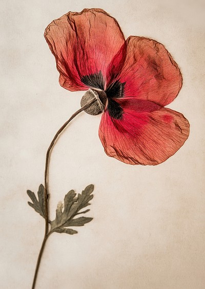 Delicate red poppy flower illustration