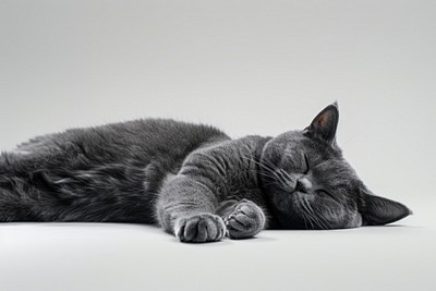 Gray cat peacefully sleeping