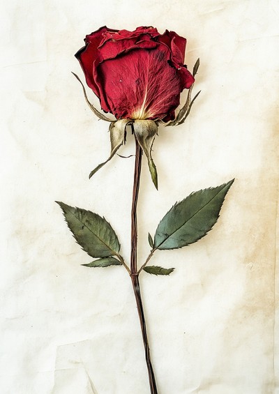 Elegant dried red rose