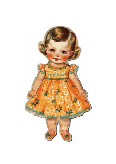 Vintage paper doll in dress