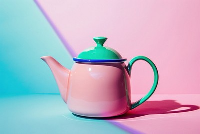 Colorful ceramic teapot on display