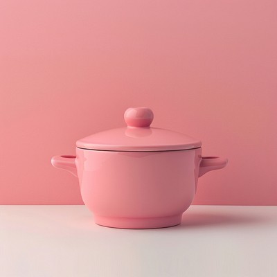 Elegant pink ceramic cooking pot