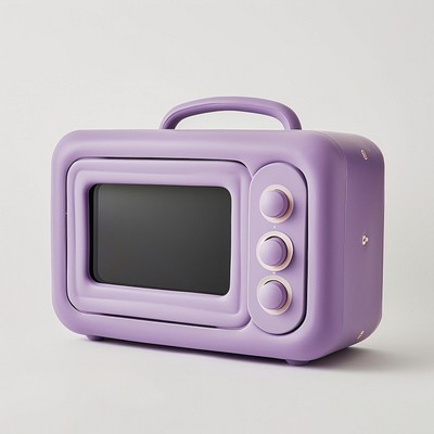 Retro purple portable TV