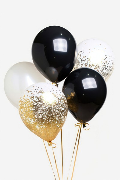 Elegant black white gold balloons