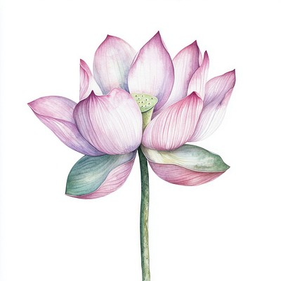 Elegant watercolor lotus flower illustration