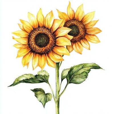 Vibrant watercolor sunflower illustration