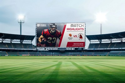 Football match highlights billboard mockup