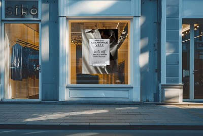 Storefront clearance sale ad sign mockup psd