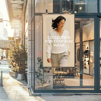 Modern storefront fashion advertisement sign