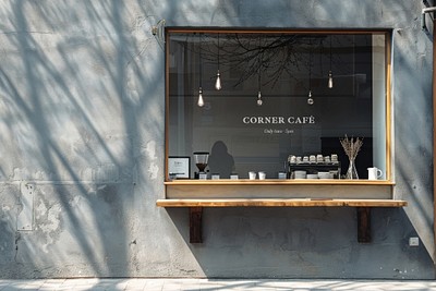 Modern café storefront mockup psd