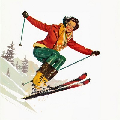 Woman playing ski jumping recreation outdoors clothing.