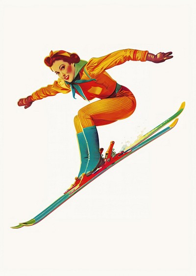 Woman playing ski jumping recreation outdoors nature.