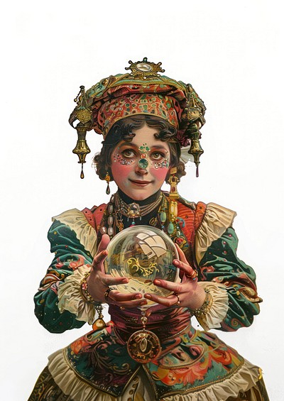 Colorful vintage fortune teller portrait