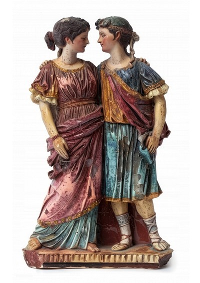 Classical statue couple embrace