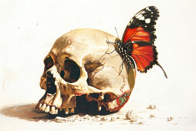 Skull butterfly artistic contrast beauty