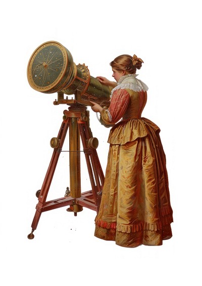 Vintage woman using telescope