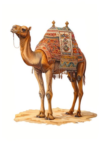 Colorful camel desert illustration