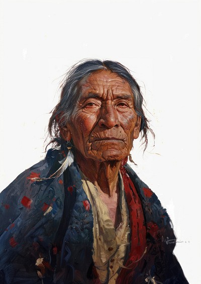 Elderly Native American portrait painting