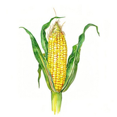 Vibrant corn illustration with husk