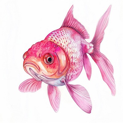 Vibrant pink goldfish illustration