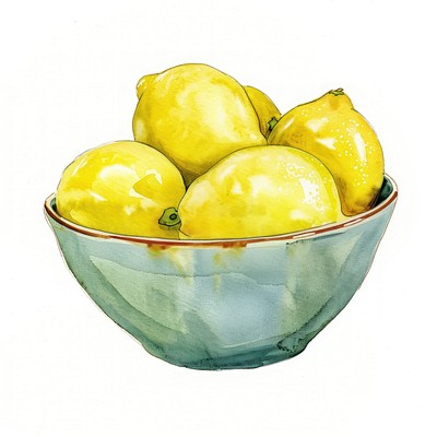 Fresh lemons in ceramic bowl